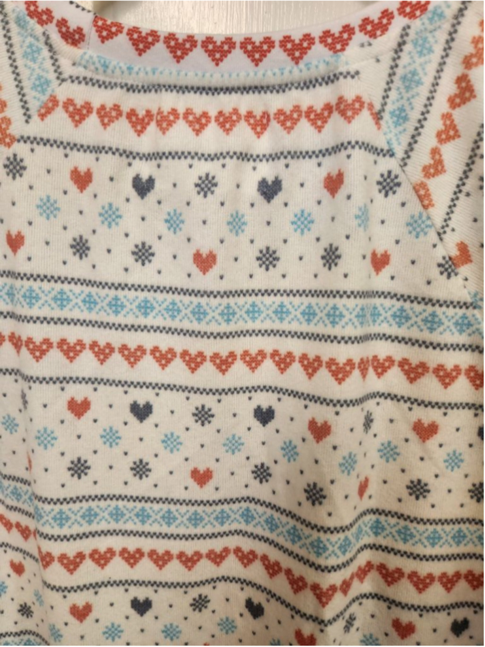 SOL ANGELES White Red Blue Heart Print Crew Neck Sweater - Picture 7 of 9